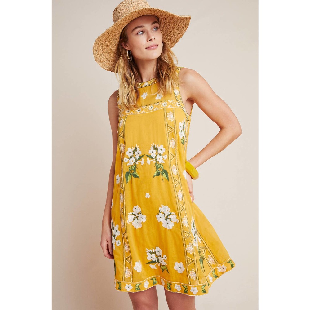 New Anthropologie Shana Embroidered Swing Dress